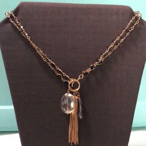 Goldtone beaded chain necklace with pendants